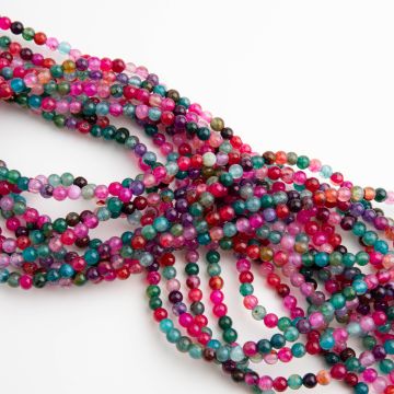 Agat kulka gładka różowo-zielona 4mm