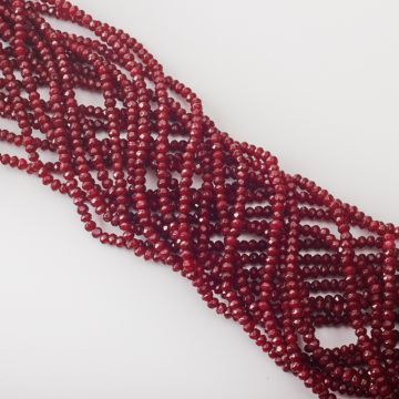 Agat oponka fasetowana bordowa 3x4mm