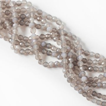 Agat kulka fasetowana sharp cut szara 6mm