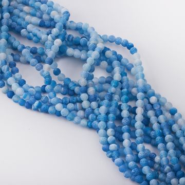 Agat kulka kwasowana matowa niebieska 6mm