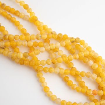Agat kulka kwasowana matowa żółta 6mm