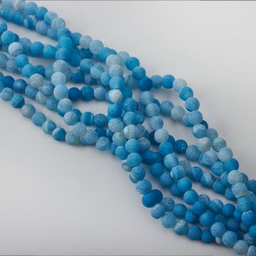 Agat kulka kwasowana matowa niebieska 8mm