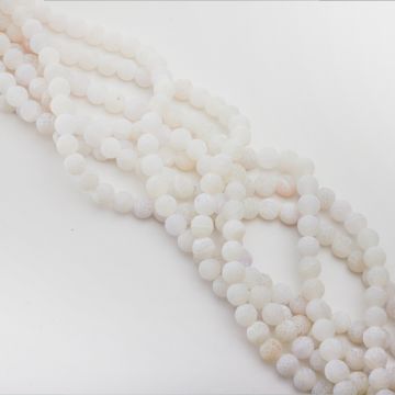 Agat kulka kwasowana matowa biała 8mm