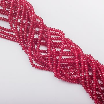 Agat oponka fasetowana ciemnoczerwona 3x4mm