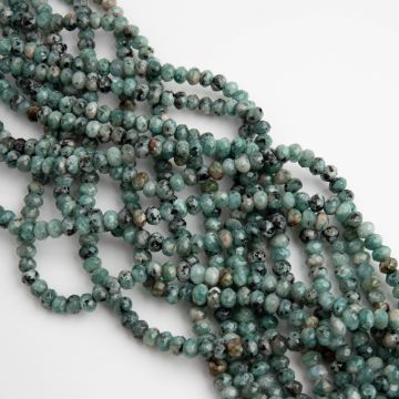 Agat oponka fasetowana zielona w cętki 3x4mm