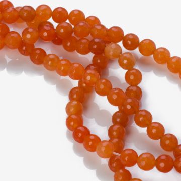 Jadeit kulka fasetowana karneolowa 8mm