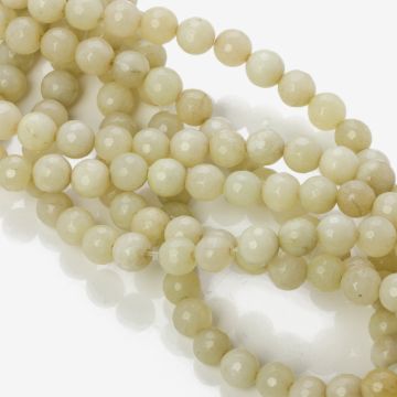 Jadeit kulka fasetowana kremowa 8mm