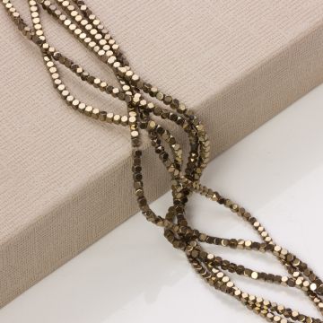 Hematyt platerowany kostka ścięta bronze 3x3mm
