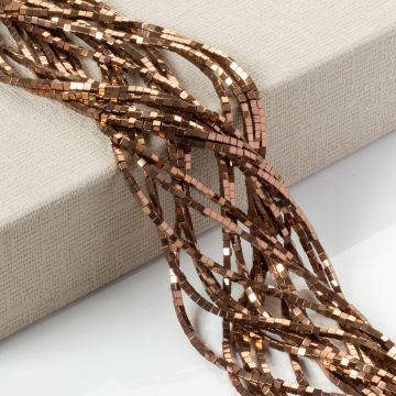 Hematyt platerowany kostka bronze 2x2mm