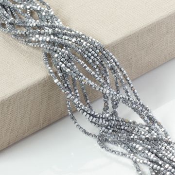 Hematyt platerowany baryłka silver 3mm