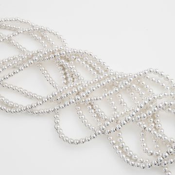 Hematyt platerowany kulka gładka light silver 4mm - na sznurze