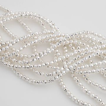 Hematyt platerowany kulka fasetowana white silver 3,5mm - na sznurze
