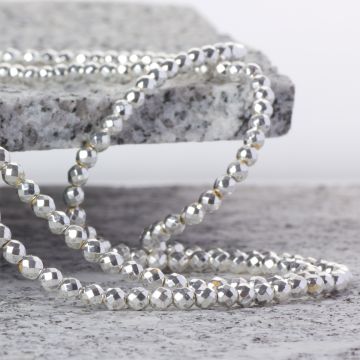 Hematyt platerowany kulka fasetowana light silver 4mm