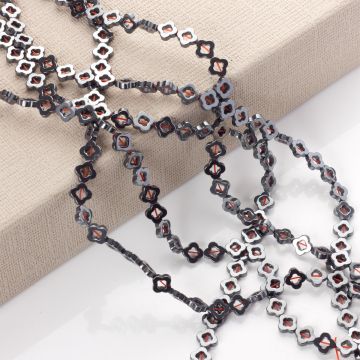 Hematyt wycięty kwiatek błyszczący natural 8mm