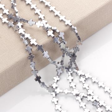 Hematyt krzyż błyszczący silver 10x8mm
