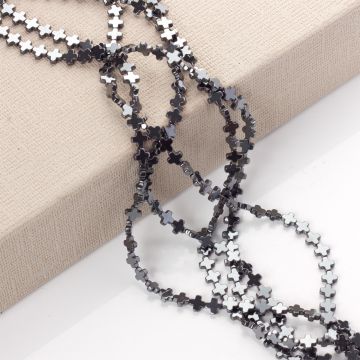 Hematyt krzyż równoramienny błyszczący natural 6x6mm