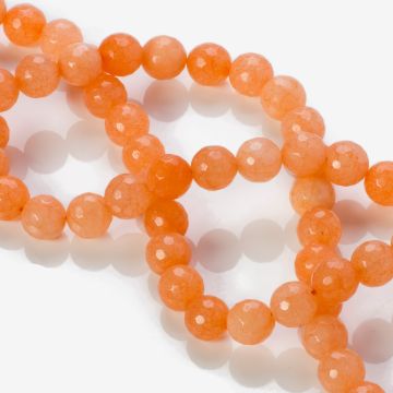 Jadeit kulka fasetowana pomarańczowa 10mm