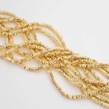 Hematyt przekładka poduszka light gold 4x1,5mm - na sznurze