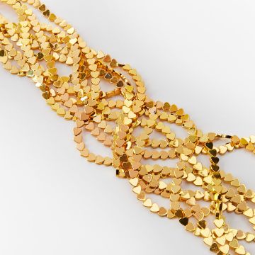 Hematyt przekładka serce płaskie light gold 5,5mm