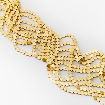 Hematyt przekładka serce płaskie light gold mat 5,5mm