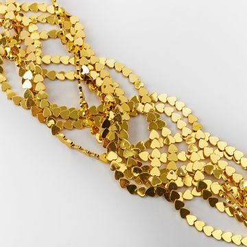 Hematyt przekładka serce płaskie light gold 8mm