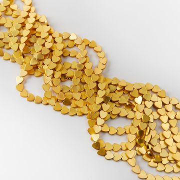 Hematyt przekładka serce płaskie light gold mat 8mm