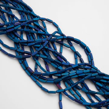 Hematyt słupek zaokrąglony heliotrope mat 3x9mm