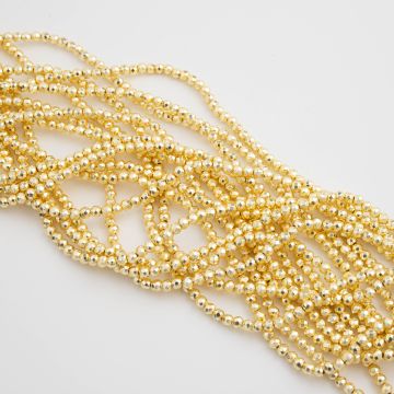 Hematyt kulka fasetowana light gold 3mm - na sznurze
