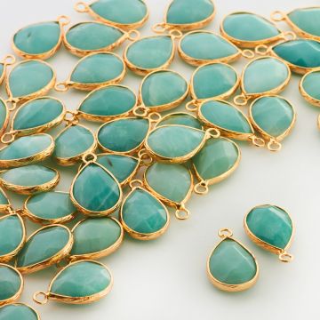 Amazonit fasetowany łezka w okuciu 23mm