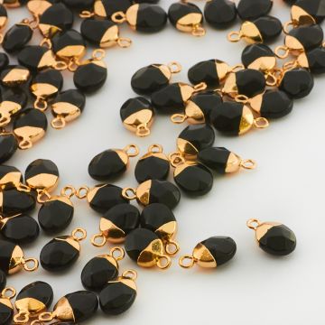 Onyks fasetowany kropelka w oprawie 14mm