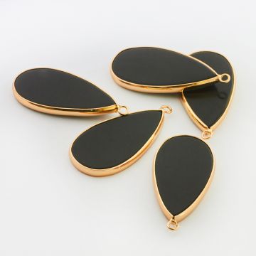 Onyks łezka gładka w oprawie 44mm