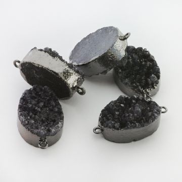 Agat druzy owal w okuciu łącznik 32mm