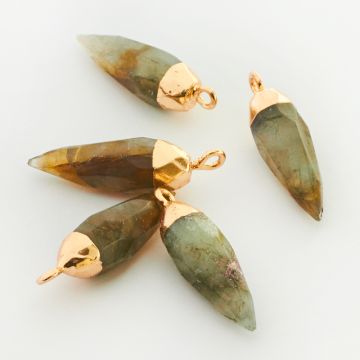 Labradoryt grot fasetowany w okuciu zawieszka 26mm