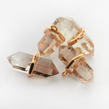 Zawieszka kryształ górski dymny w okuciu 36x13mm