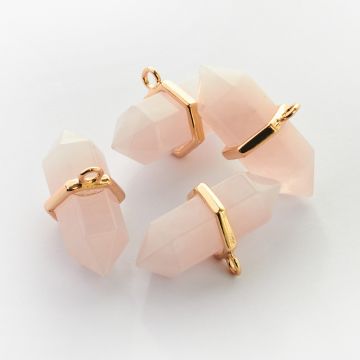 Zawieszka kryształ górski różowy  w okuciu 36x13mm