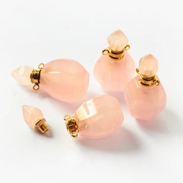 Zawieszka perfumetka z kryształu górskiego różowego odkręcana 34x19mm