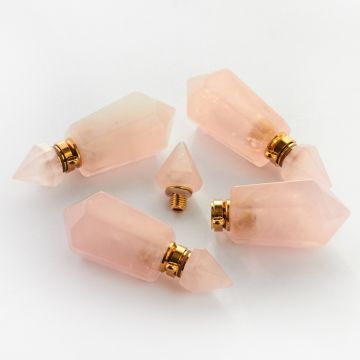 Zawieszka perfumetka z kryształu górskiego różowego odkręcana 41x15,5mm