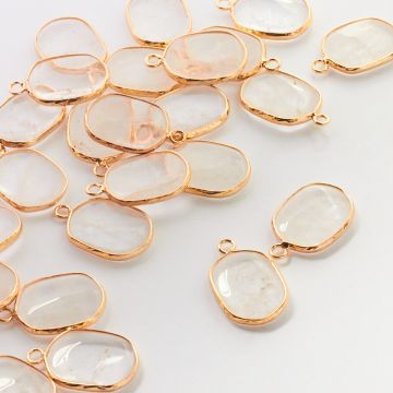 Kryształ górski zawieszka owal w okuciu 25mm