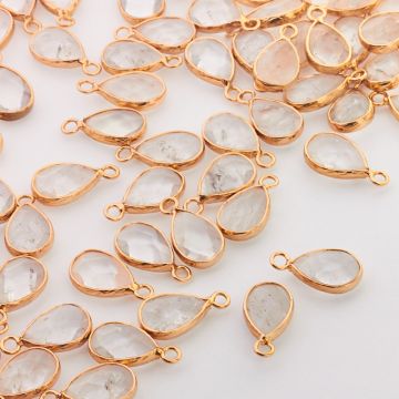 Kryształ górski zawieszka łezka fasetowana w okuciu 19mm