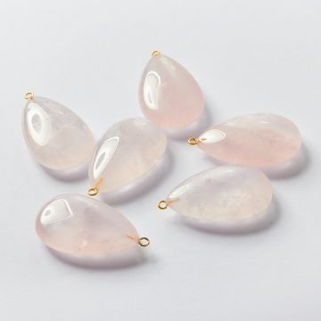 Kryształ górski różowy zawieszka łezka z krawatką 38mm