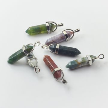 Agat indyjski zawieszka grot w okuciu 40-44mm