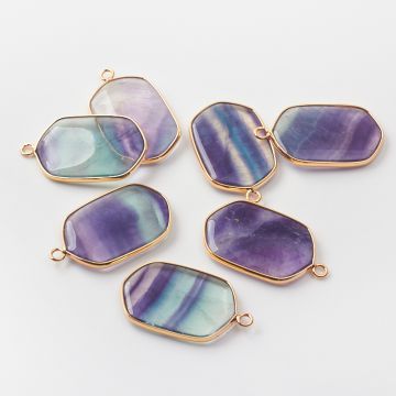 Fluoryt zawieszka płaski owal w okuciu 35,5x21mm