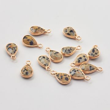 Jaspis dalmatyński zawieszka w okuciu łezka fasetowana 18mm