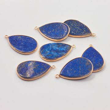 Lapis lazuli łezka gładka w okuciu 40mm