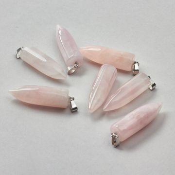 Różowy kryształ górski zawieszka grot okrągły 50mm