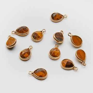 Tygrysie oko łezka fasetowana w okuciu zawieszka 8x10mm