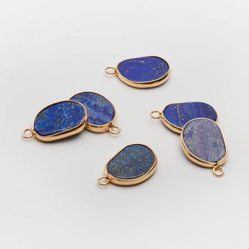 Lapis lazuli owal nieregularny zawieszka w okuciu 25mm