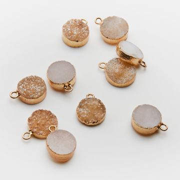 Agat druzy krążek w okuciu zawieszka 17mm