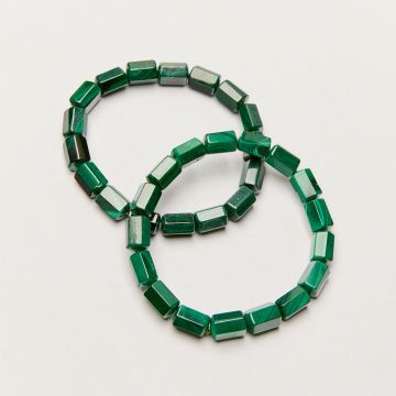 Bransoletka na gumce z malachitu naturalnego 7,5x11mm