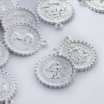 Metalowa zawieszka moneta duża 27mm